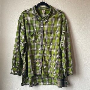 Magnolia Pearl Green and White Button Down Shirt